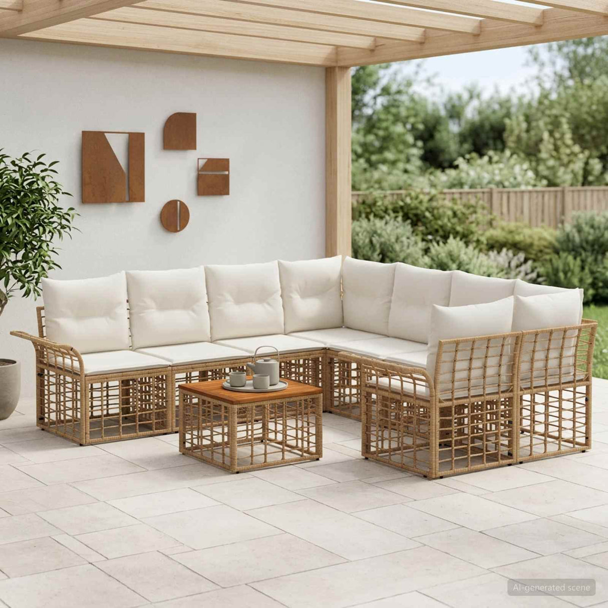 vidaXL Buiten bank set 9 st Zwart en Donker Grijs poly rattan