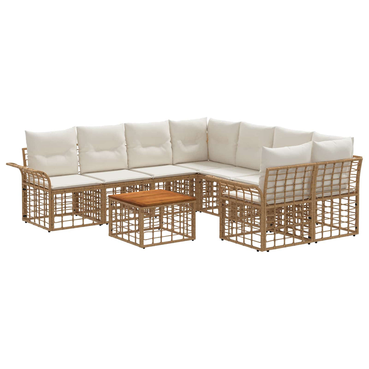 vidaXL Buiten bank set 9 st Zwart en Donker Grijs poly rattan