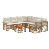 vidaXL Buiten bank set 9 st Zwart en Donker Grijs poly rattan