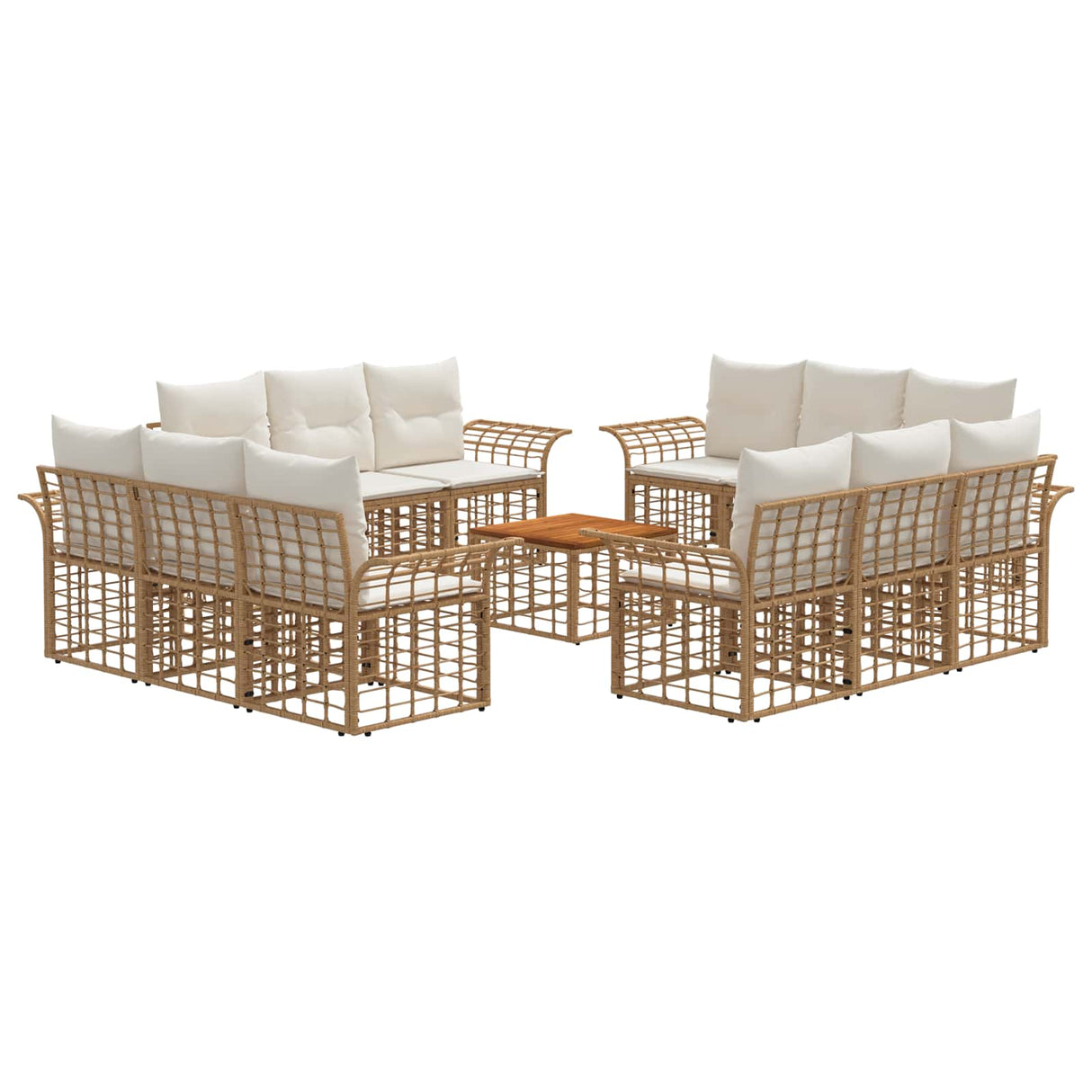 vidaXL Buiten bank set 12 pcs Zwart en Donker Grijs Polyester