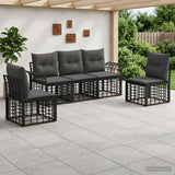 vidaXL Outdoor Sofa Set 5 pcs Black and Dark Grey Polyester