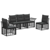 vidaXL Outdoor Sofa Set 5 pcs Black and Dark Grey Polyester