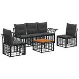 vidaXL Outdoor Sofa Set 5 pcs Black and Dark Grey Polyester