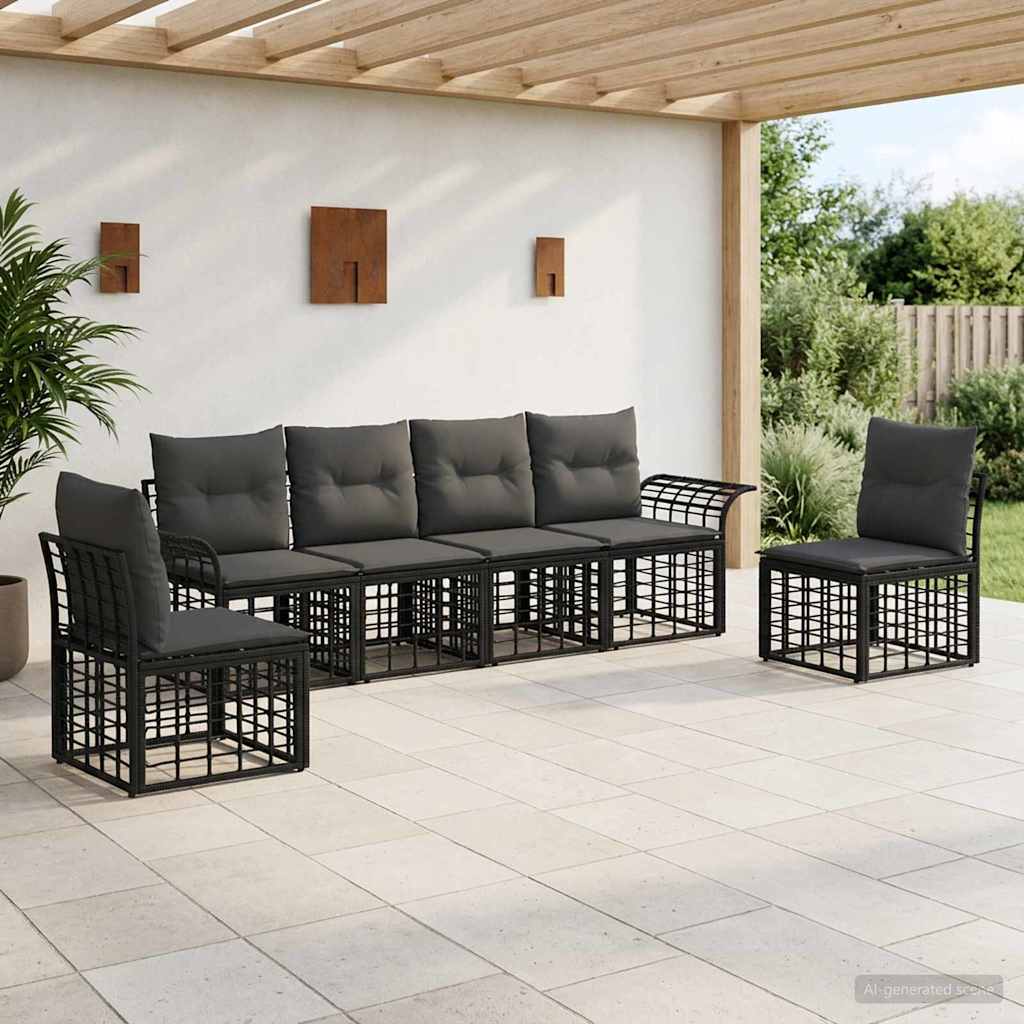 vidaXL Buiten bank set 6 pcs Zwart en Donker Grijs Polyester