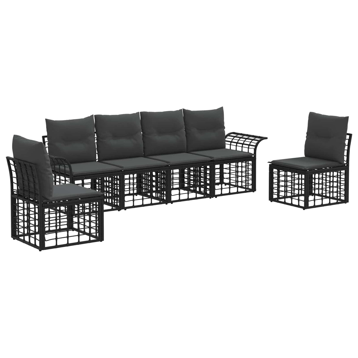 vidaXL Buiten bank set 6 pcs Zwart en Donker Grijs Polyester