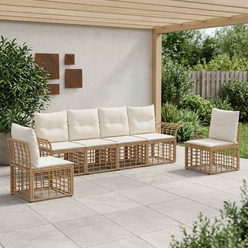 vidaXL Buiten bank set 6 pcs Zwart en Donker Grijs Polyester