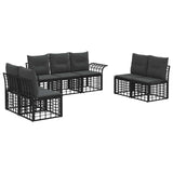 vidaXL Buiten bank set 7 pcs Zwart en Donker Grijs Polyester