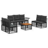 vidaXL Buiten bank set 7 pcs Zwart en Donker Grijs Polyester