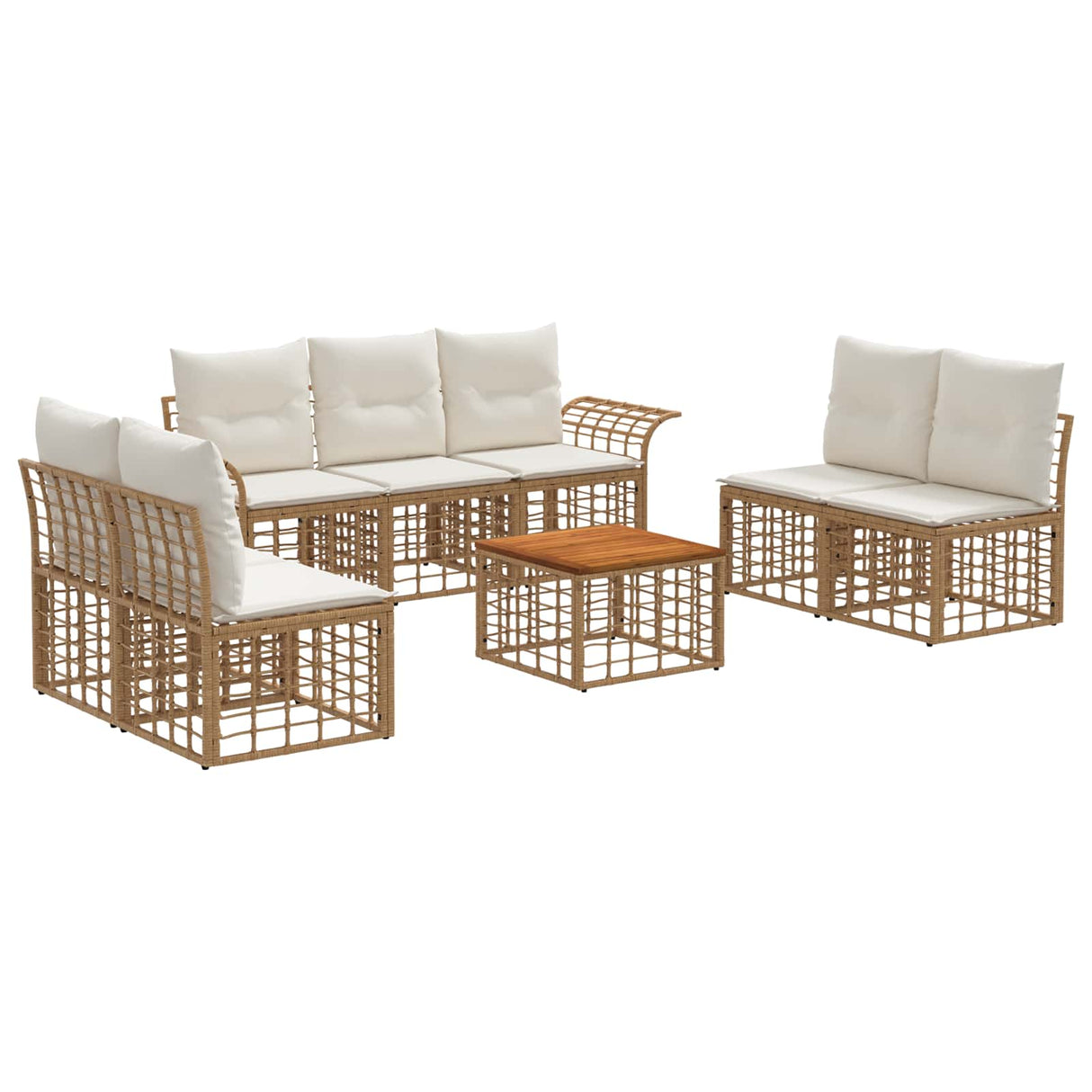 vidaXL Buiten bank set 7 pcs Zwart en Donker Grijs Polyester