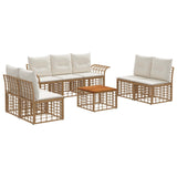 vidaXL Buiten bank set 7 pcs Zwart en Donker Grijs Polyester