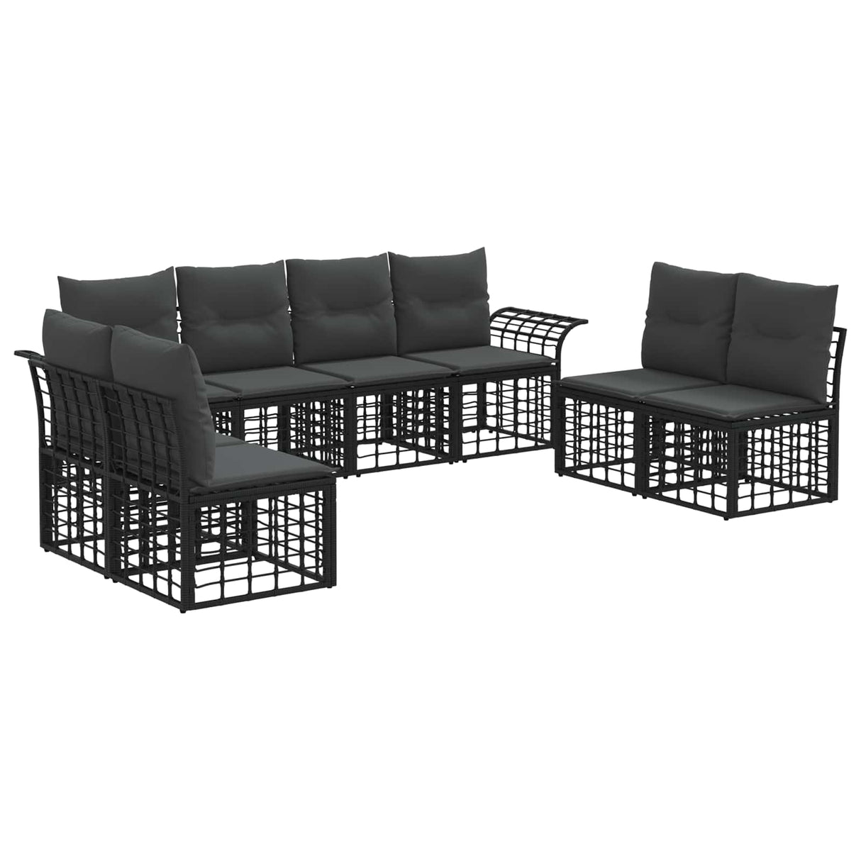 vidaXL Buiten bank set 8 pcs Zwart en Donker Grijs Polyester
