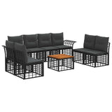 vidaXL Buiten bank set 8 pcs Zwart en Donker Grijs Polyester