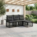 vidaXL Outdoor sofa set 4 pcs Black and Dark Grey Polyester
