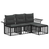 vidaXL Outdoor sofa set 4 pcs Black and Dark Grey Polyester