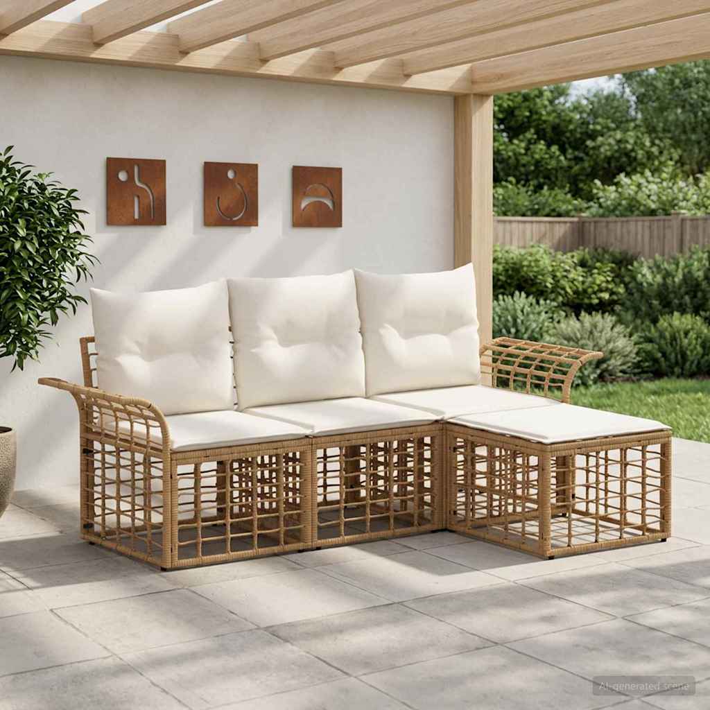 vidaXL Outdoor sofa set 4 pcs Black and Dark Grey Polyester