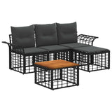 vidaXL Outdoor sofa set 4 pcs Black and Dark Grey Polyester