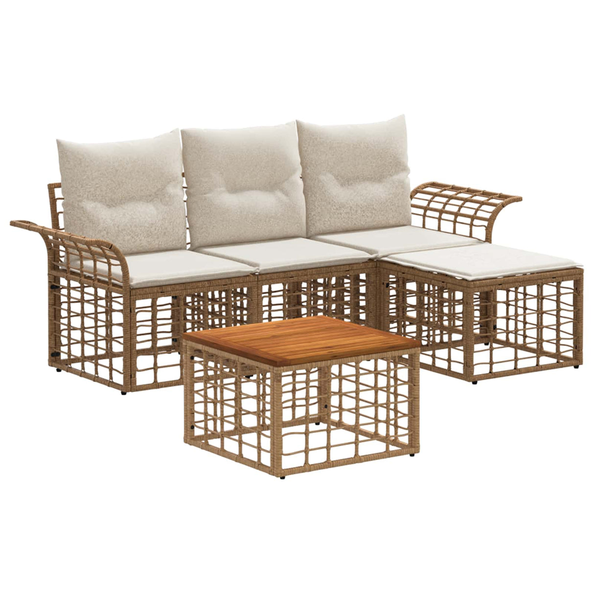 vidaXL Outdoor sofa set 4 pcs Black and Dark Grey Polyester