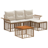 vidaXL Outdoor sofa set 4 pcs Black and Dark Grey Polyester