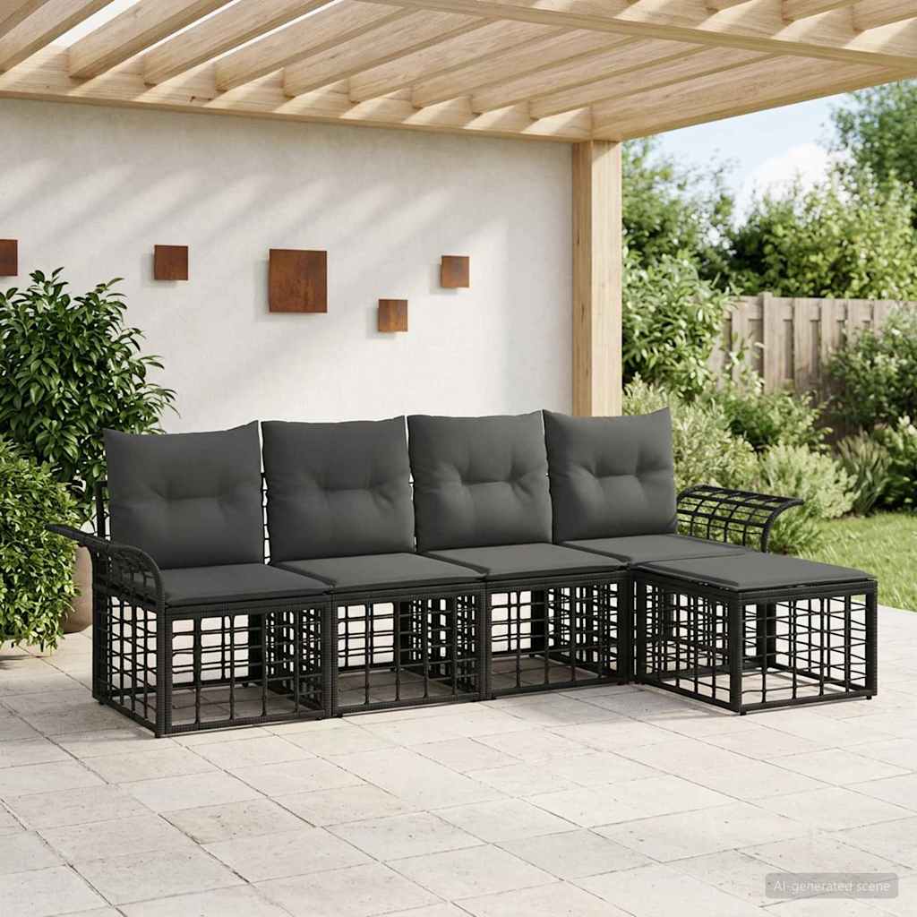vidaXL Buiten bank set 5 pcs Zwart en Donker Grijs Polyester