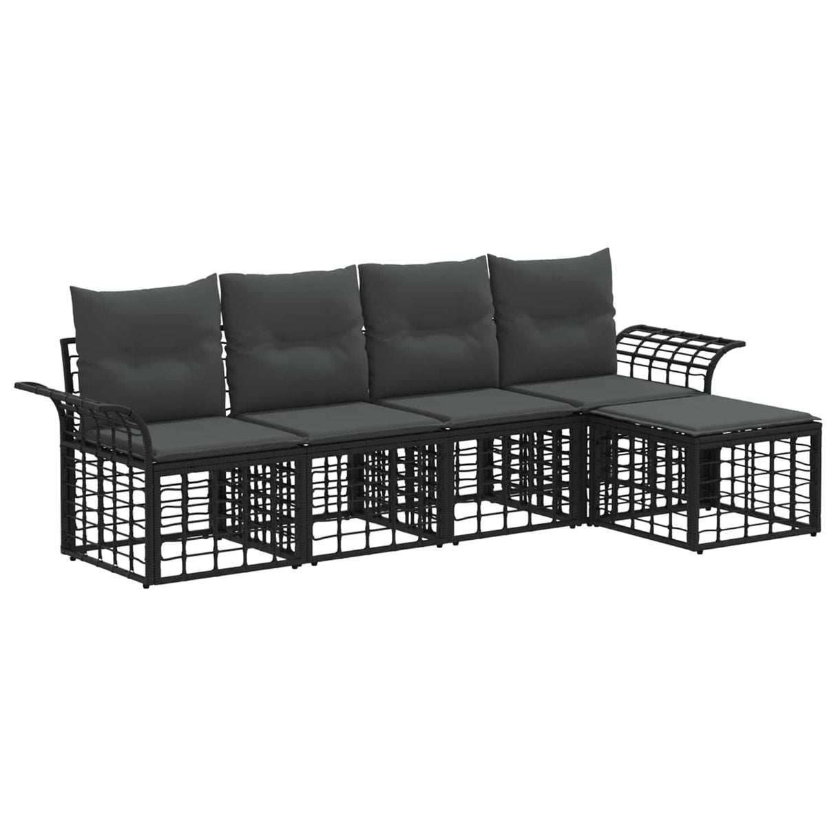 vidaXL Buiten bank set 5 pcs Zwart en Donker Grijs Polyester