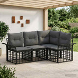vidaXL Buiten bank set 4 pcs Zwart en Donker Grijs Polyester