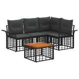 vidaXL Buiten bank set 4 pcs Zwart en Donker Grijs Polyester