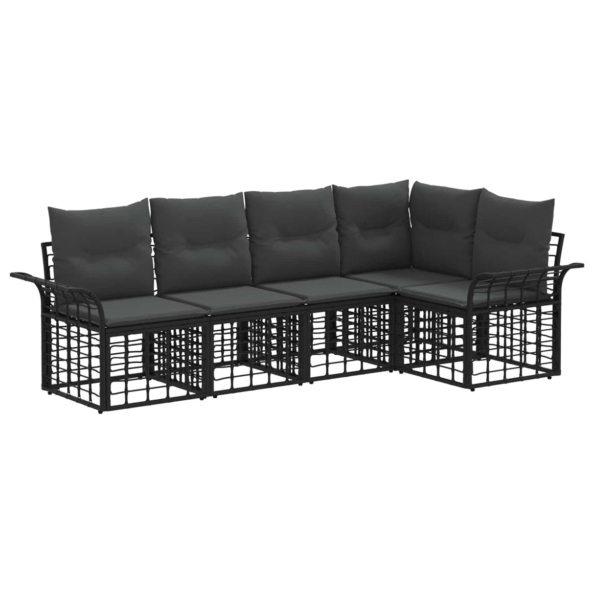 vidaXL Buiten bank set 5 pcs Zwart en Donker Grijs Polyester