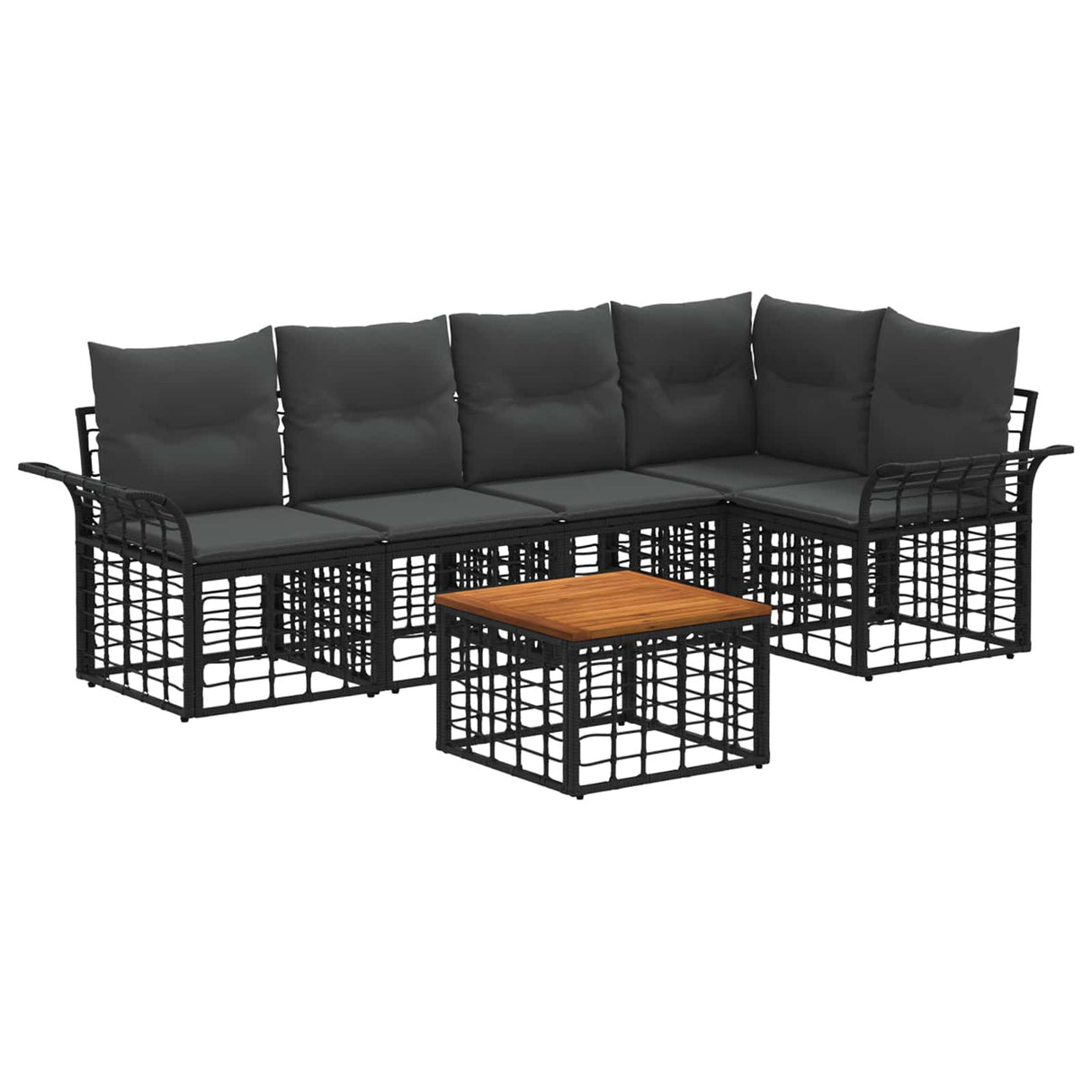 vidaXL Buiten bank set 5 pcs Zwart en Donker Grijs Polyester