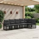 vidaXL Outdoor Sofa Set 6 pcs Black and Dark Grey Polyester