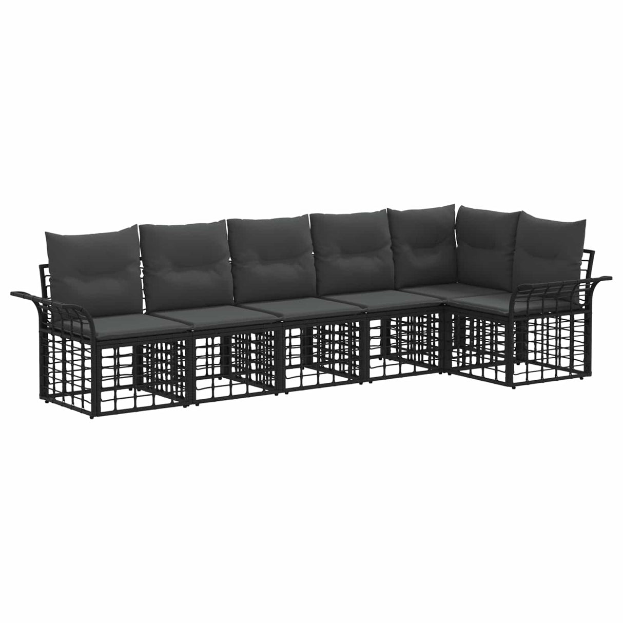 vidaXL Outdoor Sofa Set 6 pcs Black and Dark Grey Polyester