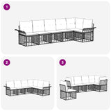 vidaXL Outdoor Sofa Set 6 pcs Black and Dark Grey Polyester