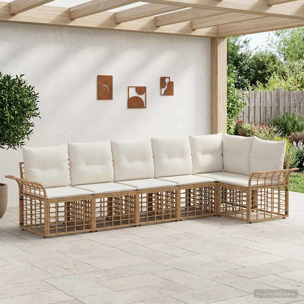 vidaXL Outdoor Sofa Set 6 pcs Black and Dark Grey Polyester