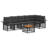vidaXL Outdoor Sofa Set 6 pcs Black and Dark Grey Polyester