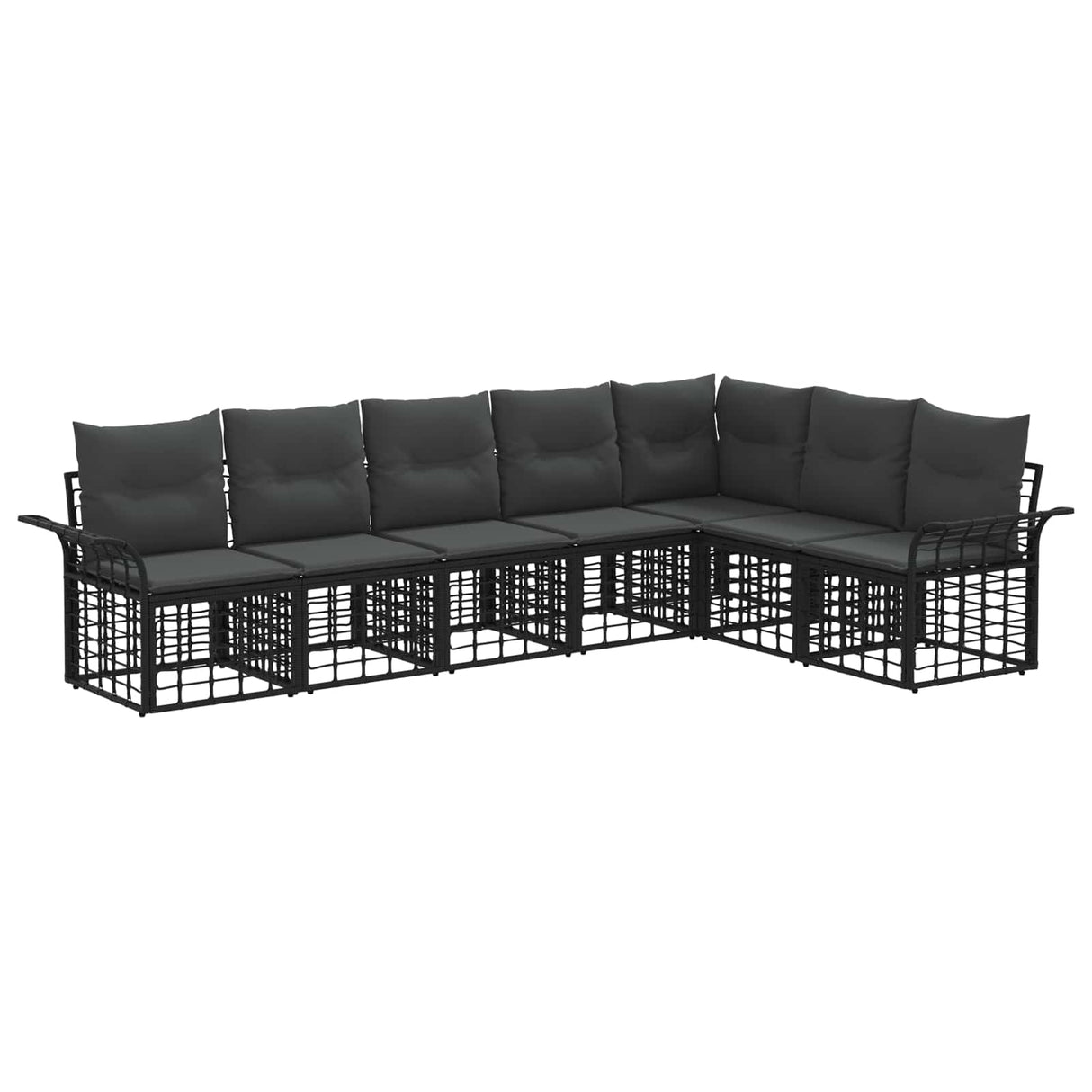 vidaXL Buiten bank set 7 pcs Zwart en Donker Grijs Polyester