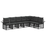 vidaXL Buiten bank set 7 pcs Zwart en Donker Grijs Polyester