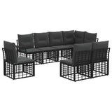 vidaXL Buiten bank set 8 pcs Zwart en Donker Grijs Polyester