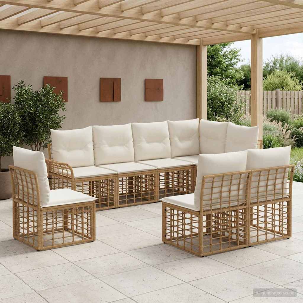 vidaXL Buiten bank set 8 pcs Zwart en Donker Grijs Polyester