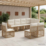 vidaXL Buiten bank set 8 pcs Zwart en Donker Grijs Polyester