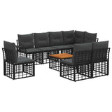 vidaXL Buiten bank set 8 pcs Zwart en Donker Grijs Polyester