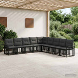 vidaXL Outdoor Sofa Set 9 pcs Black and Dark Grey Polyester