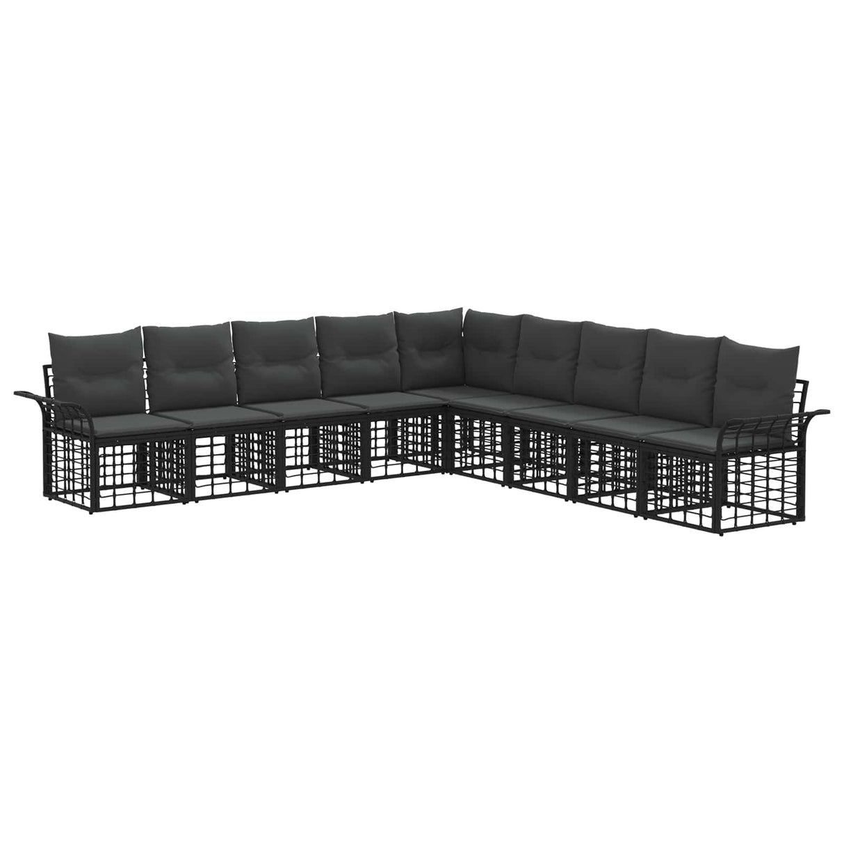 vidaXL Outdoor Sofa Set 9 pcs Black and Dark Grey Polyester