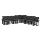 vidaXL Outdoor Sofa Set 9 pcs Black and Dark Grey Polyester