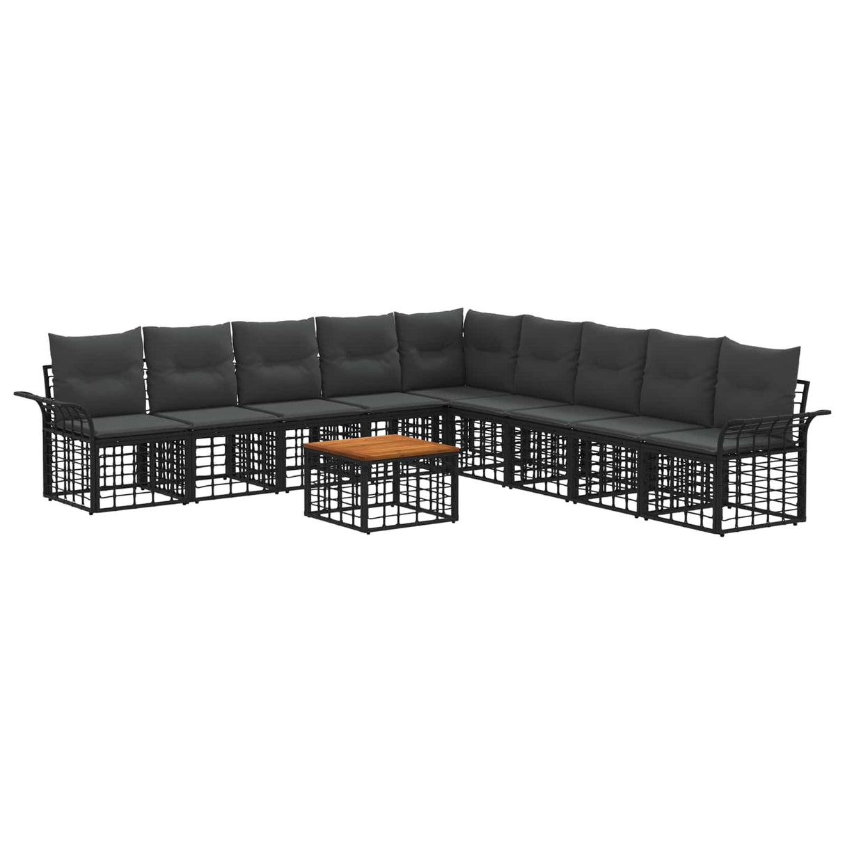 vidaXL Outdoor Sofa Set 9 pcs Black and Dark Grey Polyester
