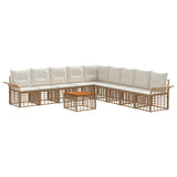 vidaXL Outdoor Sofa Set 9 pcs Black and Dark Grey Polyester