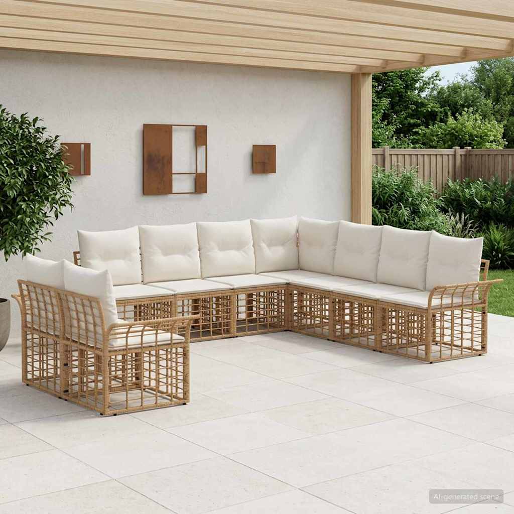 vidaXL Buiten bank set 9 pcs Zwart en Donker Grijs Polyester