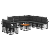 vidaXL Buiten bank set 9 pcs Zwart en Donker Grijs Polyester