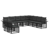 vidaXL Buiten bank set 10 pcs Zwart en Donker Grijs Polyester