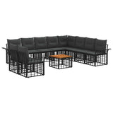 vidaXL Buiten bank set 10 pcs Zwart en Donker Grijs Polyester