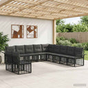 vidaXL Outdoor Sofa Set 11 pcs Black and Dark Gray Polyester