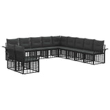 vidaXL Outdoor Sofa Set 11 pcs Black and Dark Gray Polyester